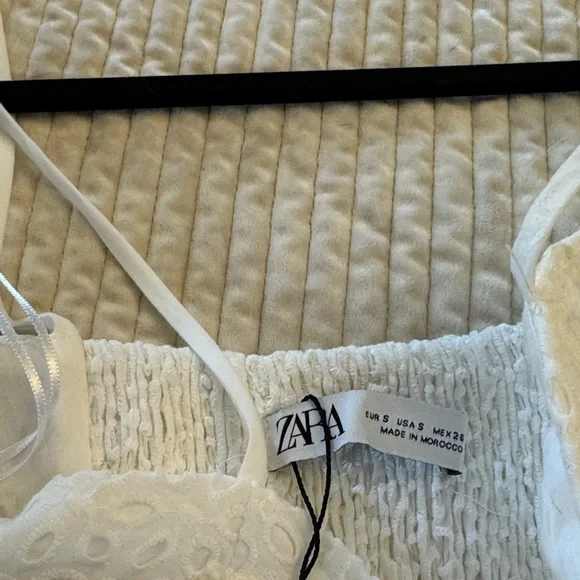 ZARA White Eyelet Ruffle Mini Dress - Picture 3 of 5